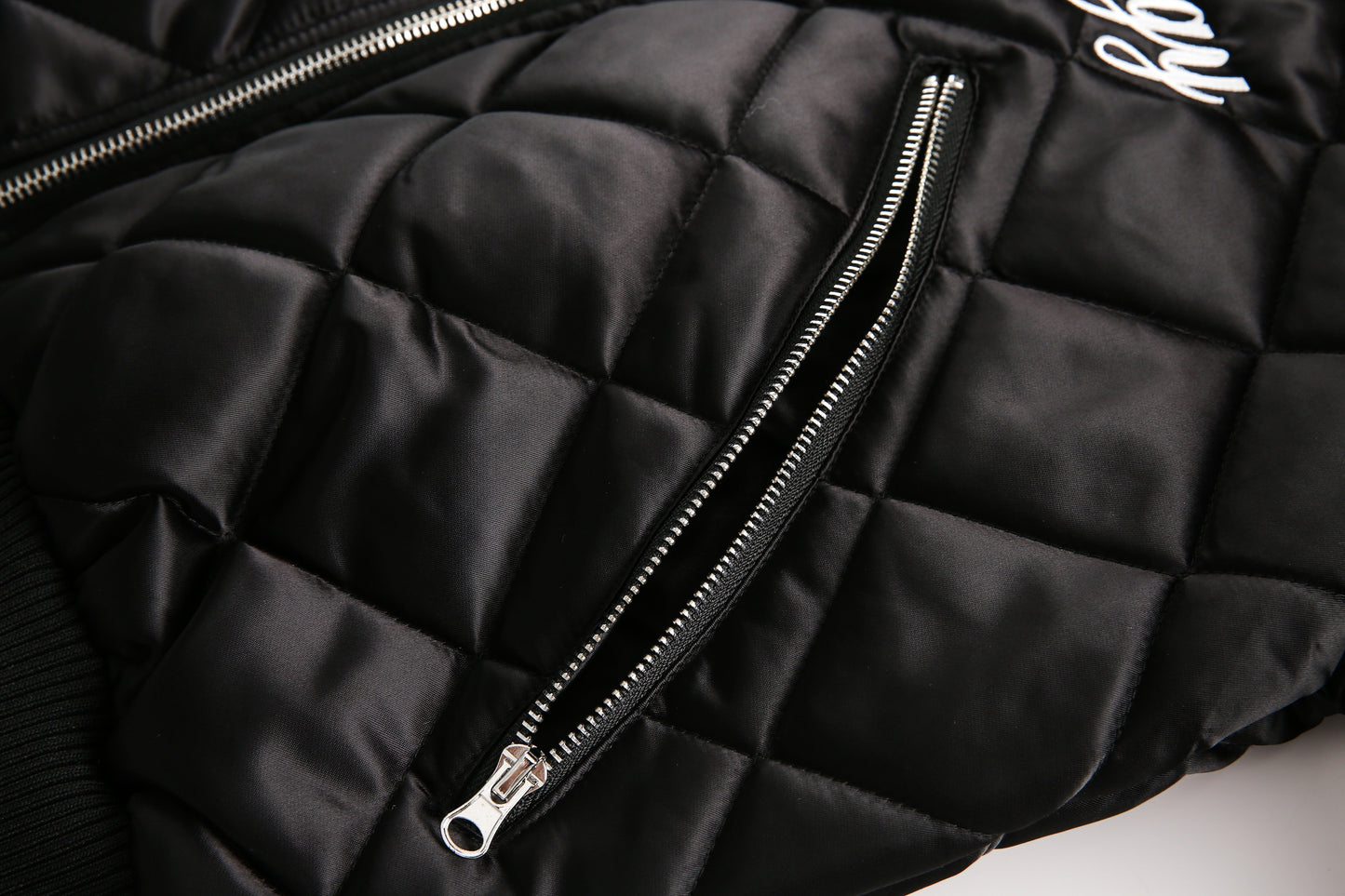 Pearl Lettered | Quilted Padded Jacket - Luxuryurbanwear