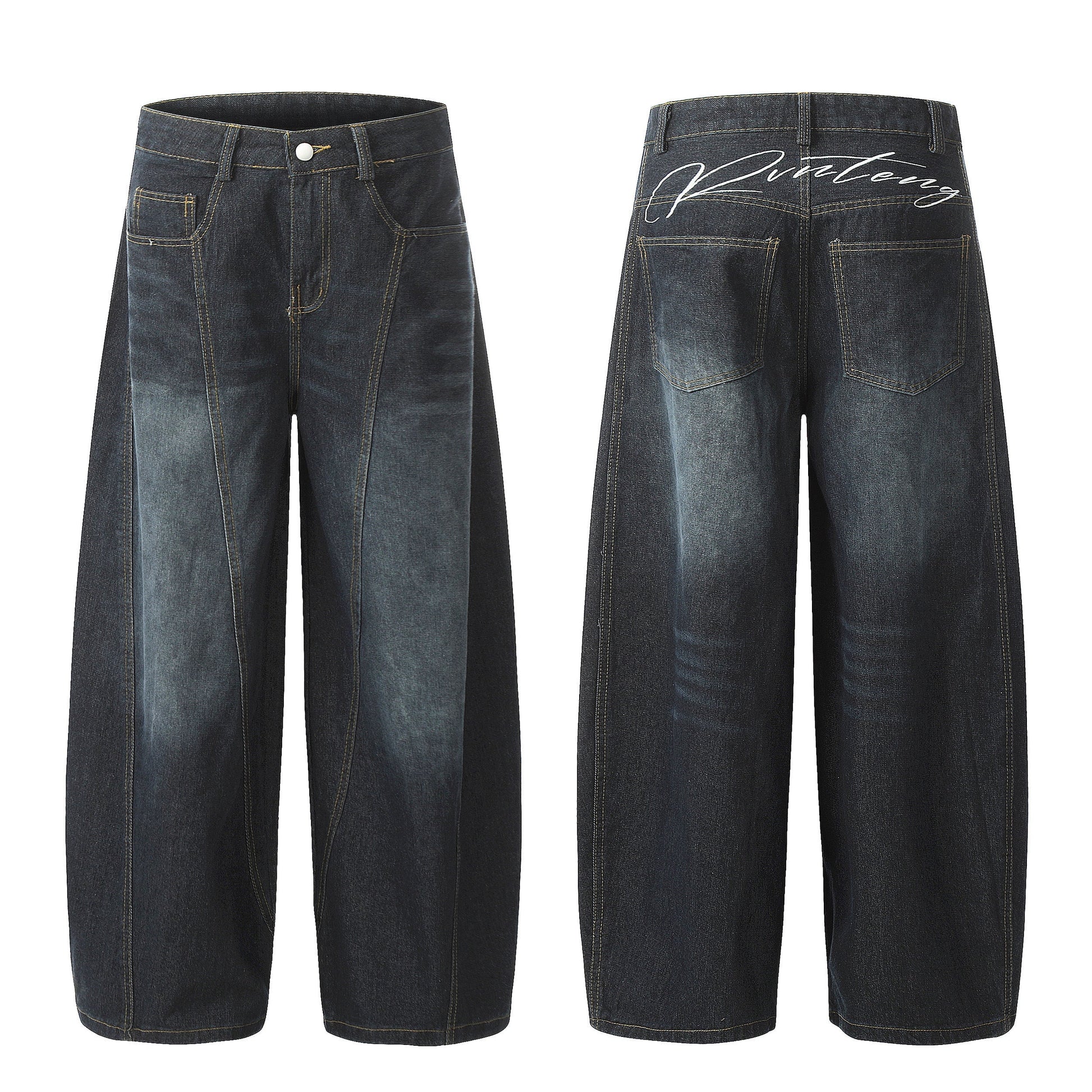Winter Sky | Knitted Wide-Leg Denim Pants - Luxuryurbanwear