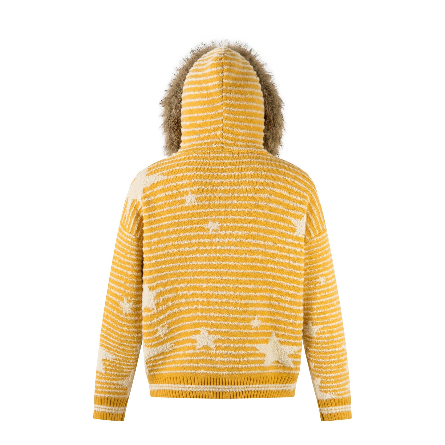 Winter Sky | Knitted Hoodie with Faux Fur Trim - Luxuryurbanwear