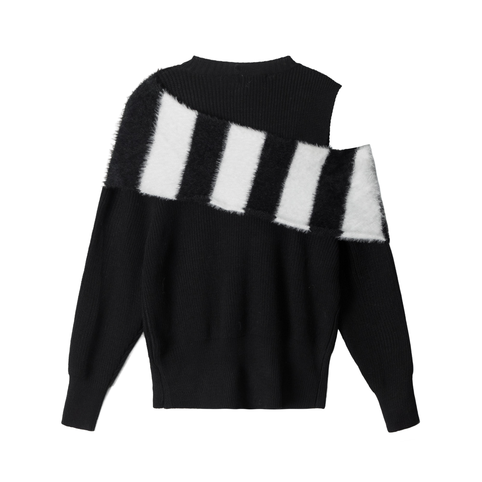 Star Stripe | One-Shoulder Knit Sweater with Scarf - Luxuryurbanwear