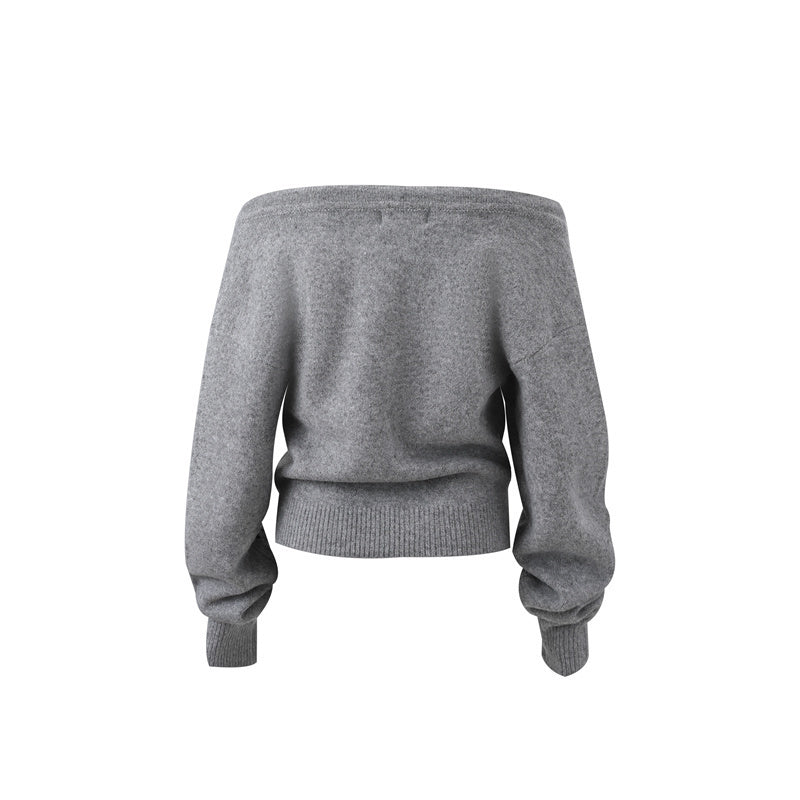 Offtrack Zip | Off-Shoulder Knit Hoodie - Luxuryurbanwear