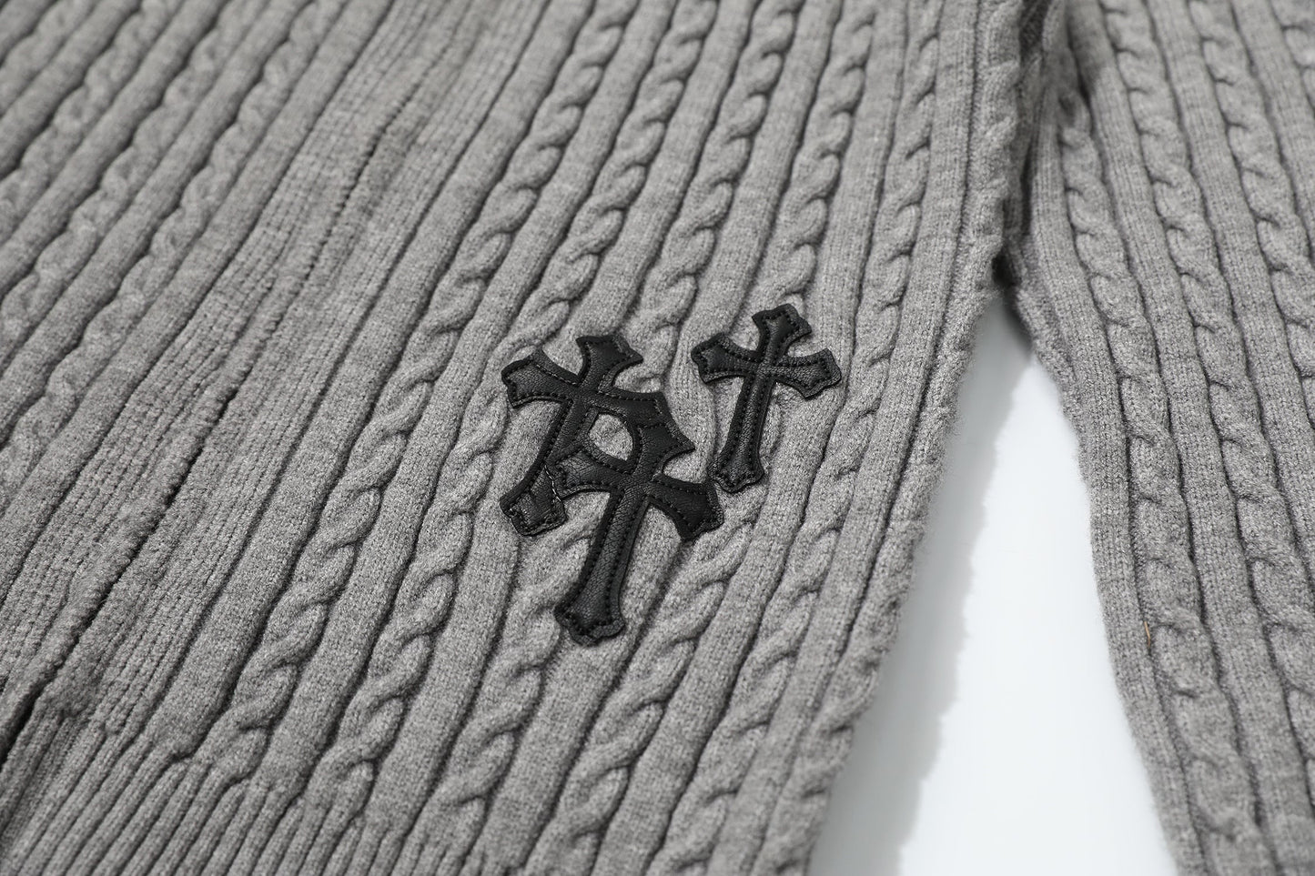 Fuzzy Pup | Striped Knit Cardigan with Dog Embroidery - Luxuryurbanwear