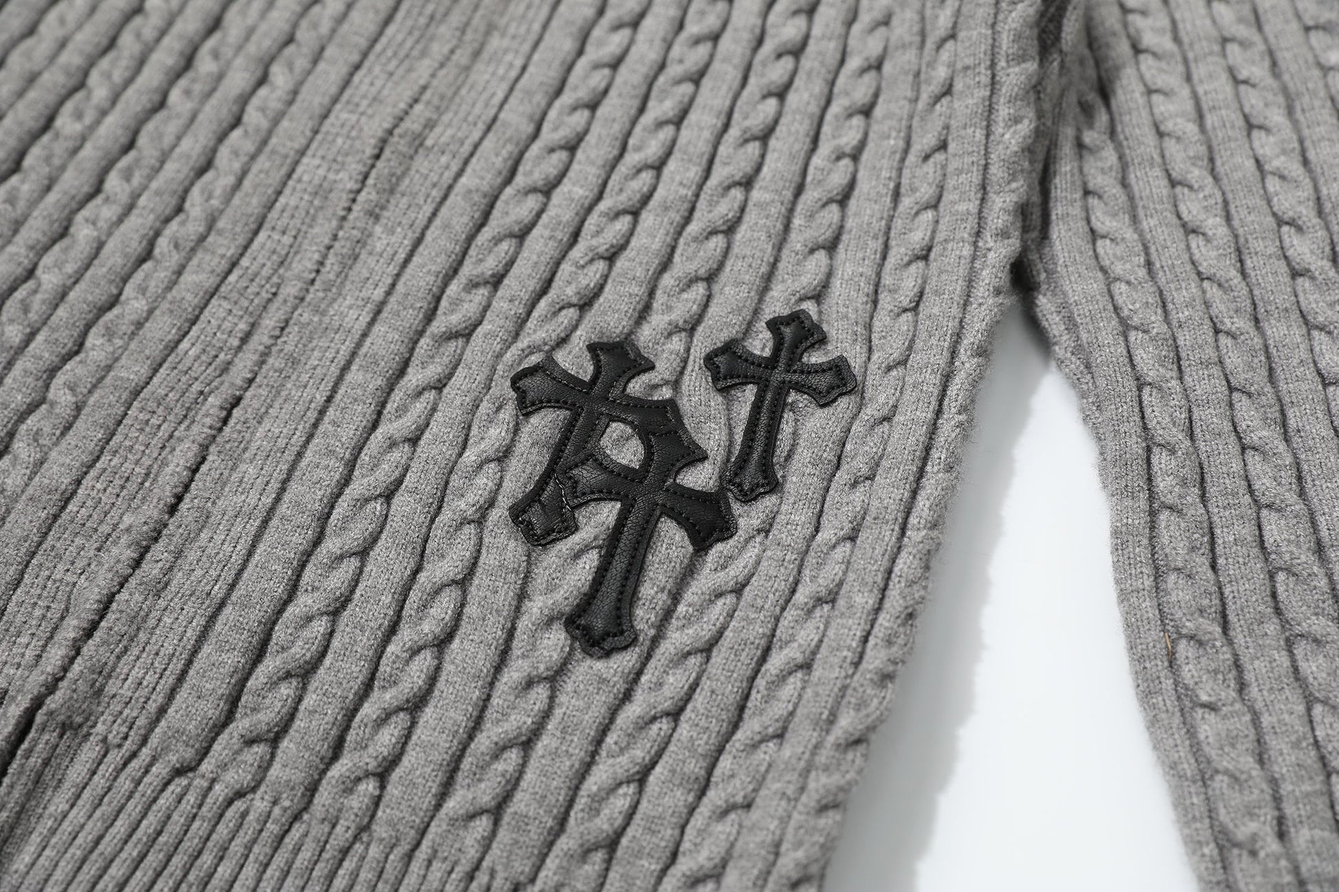 Fuzzy Pup | Striped Knit Cardigan with Dog Embroidery - Luxuryurbanwear