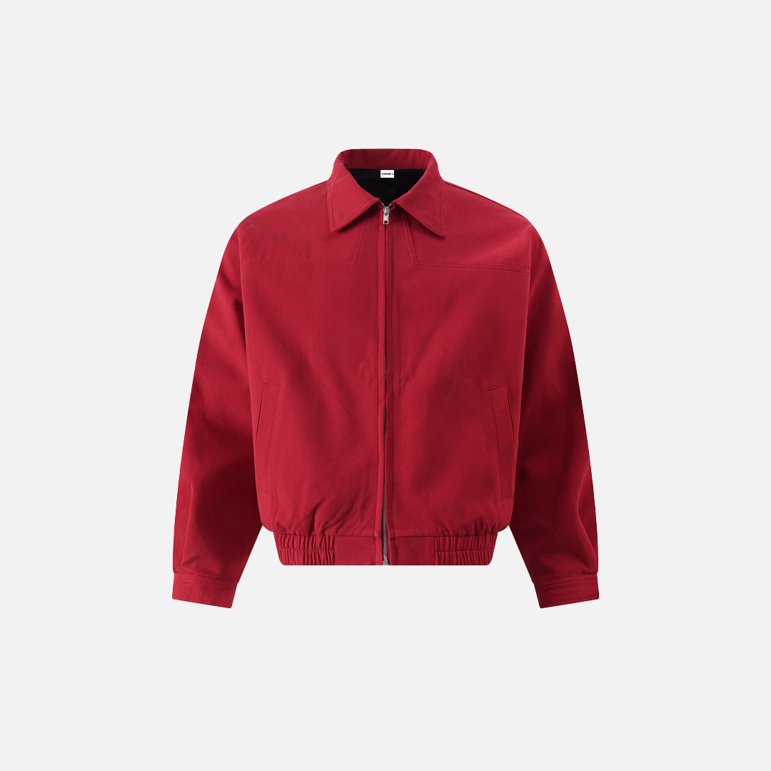 Trendy Red Stylish Loose Fit Cotton Utility Jacket - Luxuryurbanwear