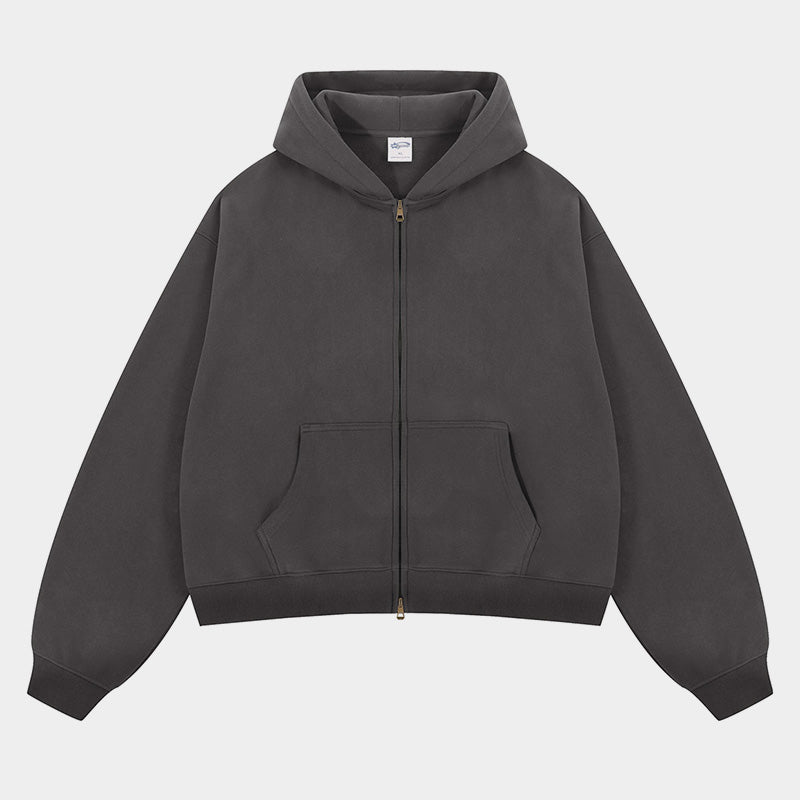 Boxy Zip-Up Hoodie - Luxurystreetwear