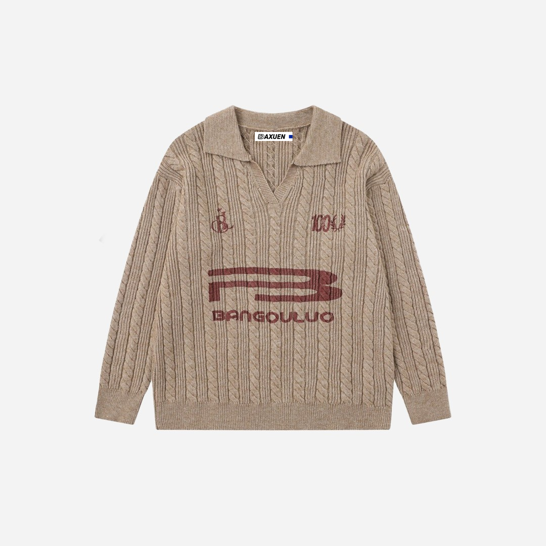 Men Cozy Oversized Letter Print Casual Sweater - Luxuryurbanwear