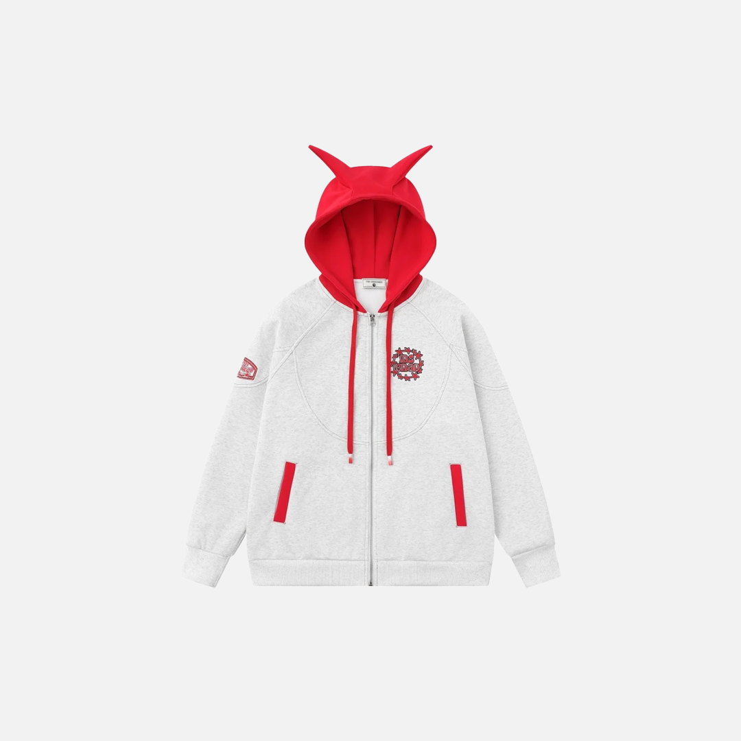 Embroidered Contrast Panel Hooded Sweatshirt - Luxuryurbanwear