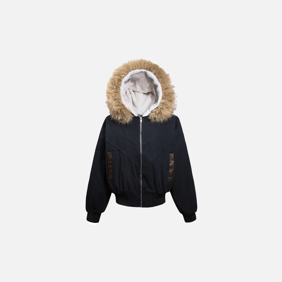 Plush Fleece Fur Collar Parkas Windbreaker Jacket - Luxuryurbanwear