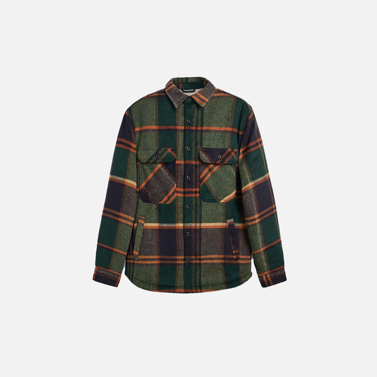 Warm Fleece Lined Corduroy Plaid Long Sleeve Shirt - Luxuryurbanwear