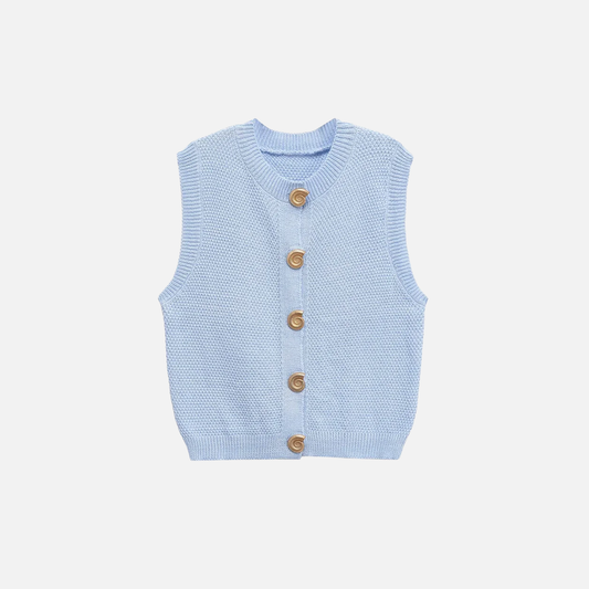 Comfortable Gold Button Sleeveless Knit Cardigan - Luxuryurbanwear