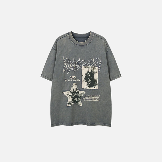Y2K Oversized Cozy Grunge Patched Gothic T-Shirt - Luxuryurbanwear