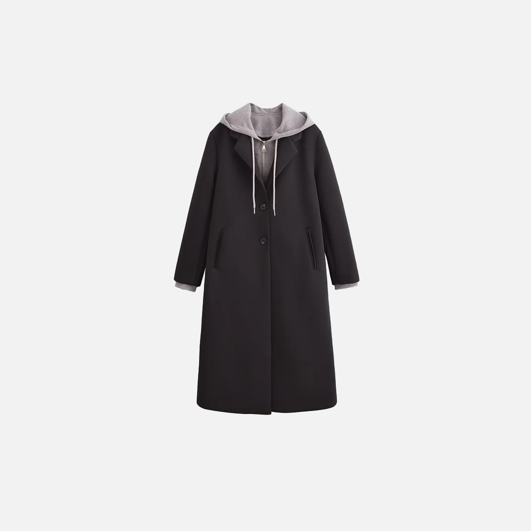 Versatile Fake Two Piece Detachable Hooded Coat - Luxuryurbanwear