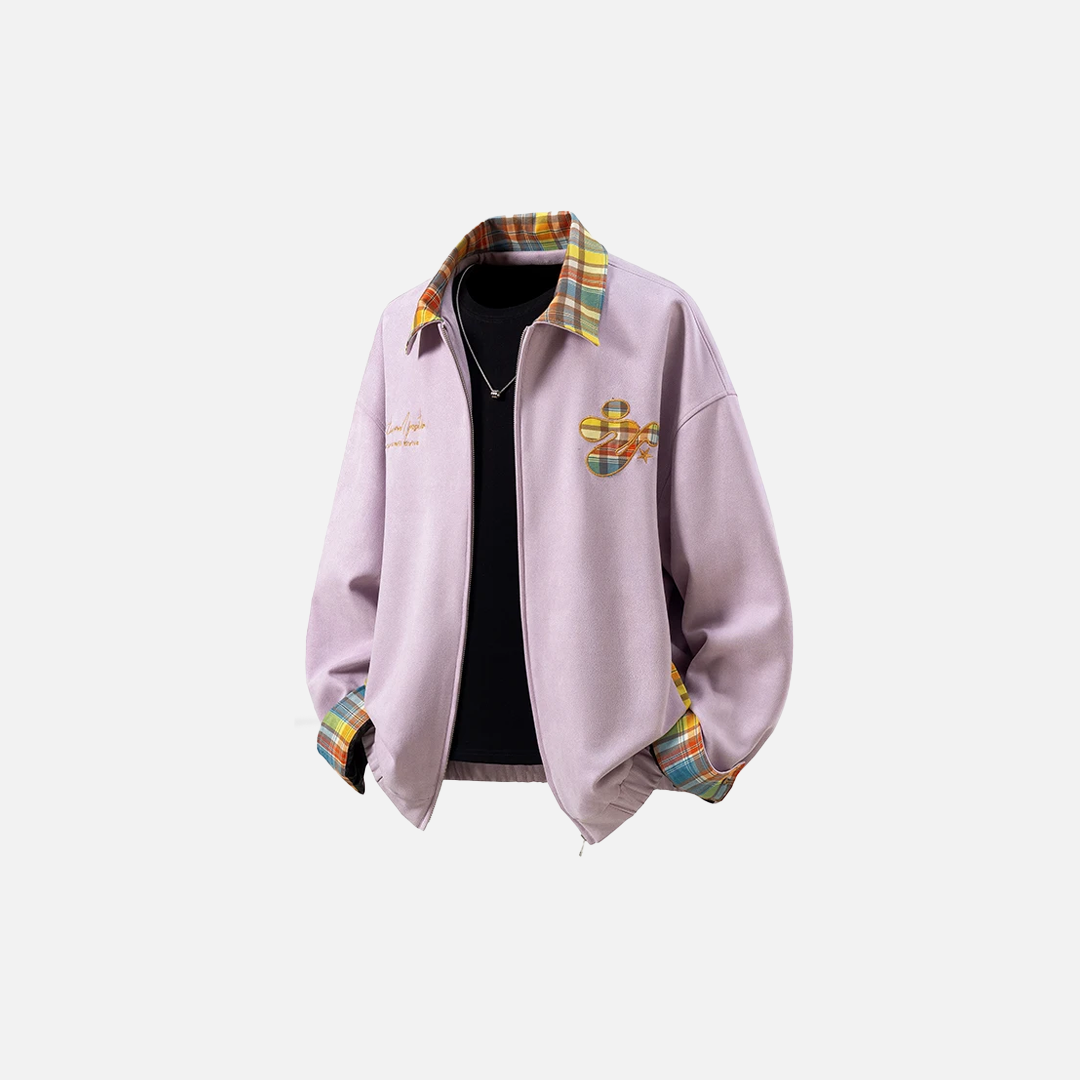 Trendy Fashionable Embroidered Suede Plaid Jacket - Luxuryurbanwear