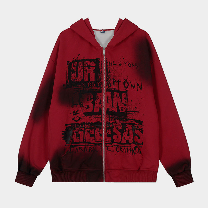 Graffiti Print | Oversized Zip Up Hoodie - Luxuryurbanwear
