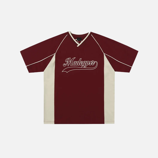 Plush Y2K Graphic Patchwork V-Neck Oversized T-Shirt - Luxuryurbanwear