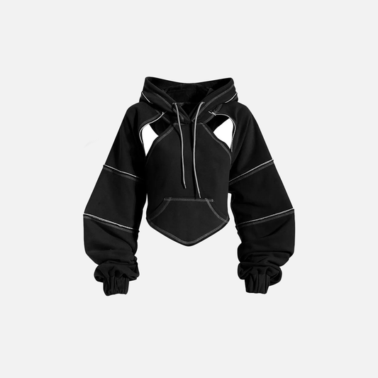 Y2K Contrast Color Open Line Hoodie - Luxuryurbanwear
