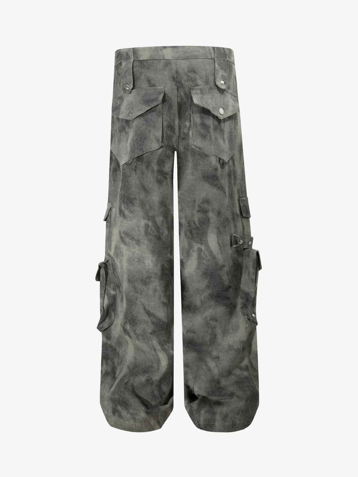 Smoky Dyed Multi-Pocket Tactical Strap Cargo Jeans