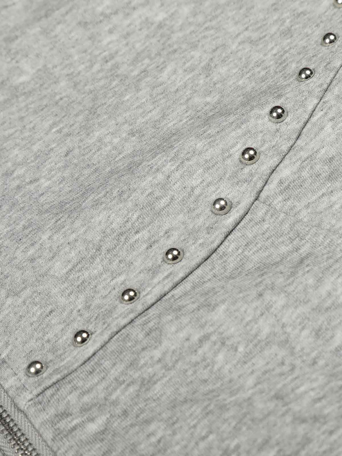 Rivet Detail Fleece Zip Up Hoodie