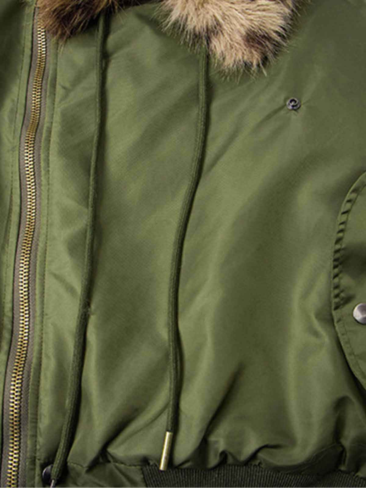 Retro Leopard Fur Collar Asymmetrical Zip Padded Jacket