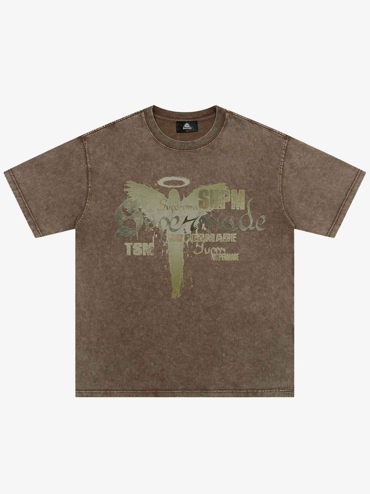 Distressed Washed Gothic Angel Graphic T-Shirt
