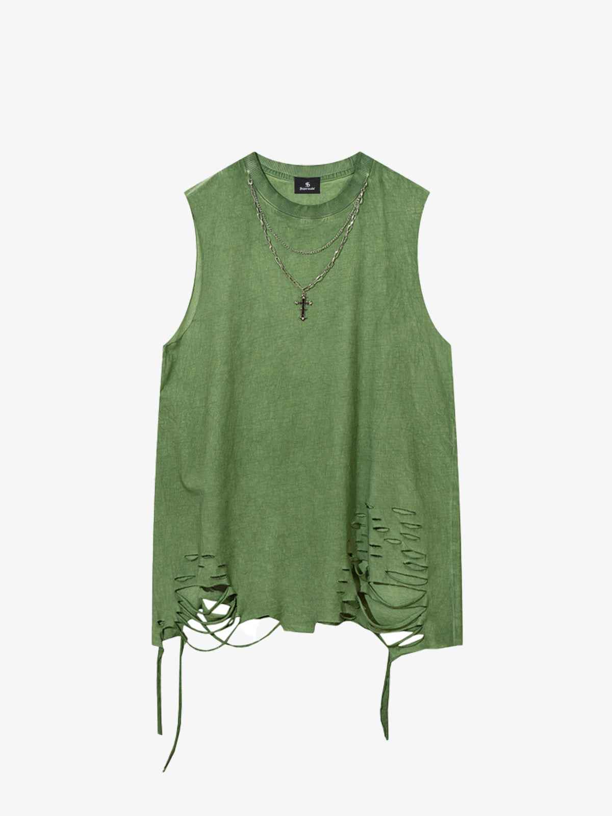 Street Ripped Vest with Detachable Necklace