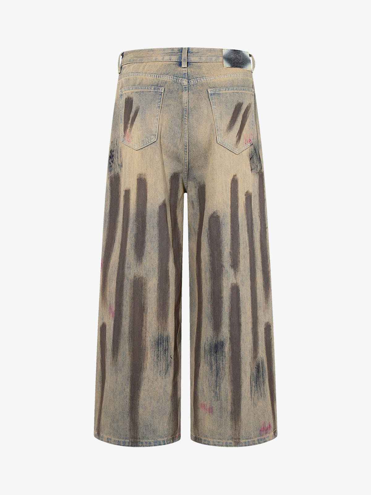 Retro Washed Brushstroke Baggy Jeans