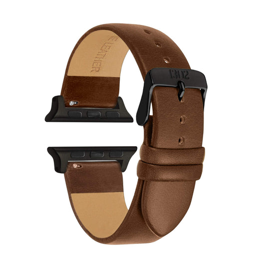 Leather Band Compatible with Apple Watch - Apple Watch Band 42mm Brown Leather Watch Band Apple Watch Band 45mm Fits Apple Watch SE 8 7 6 5 4 3 2 1 (42mm/44mm/45mm Walnut/Black Buckle)