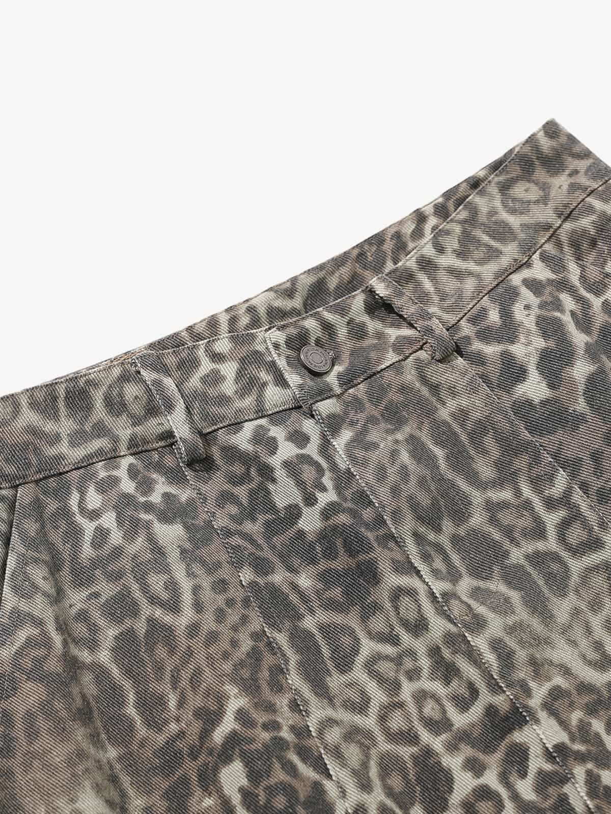 Vintage Leopard Print Cargo Barrel Pants - Luxuryurbanwear