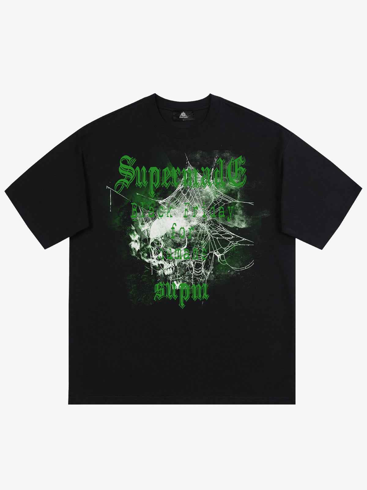Gothic Skull Spiderweb Graphic T-Shirt