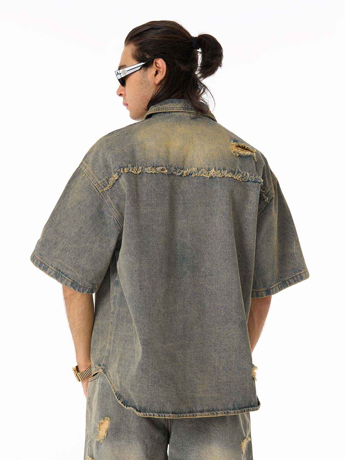 Denim Distressed Ripped Suit - 2460