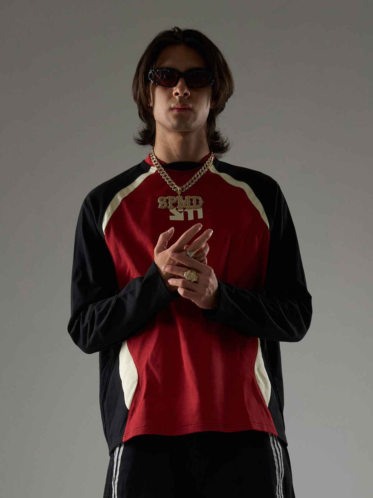 Original Retro Contrast Color Long-Sleeved T-Shirt