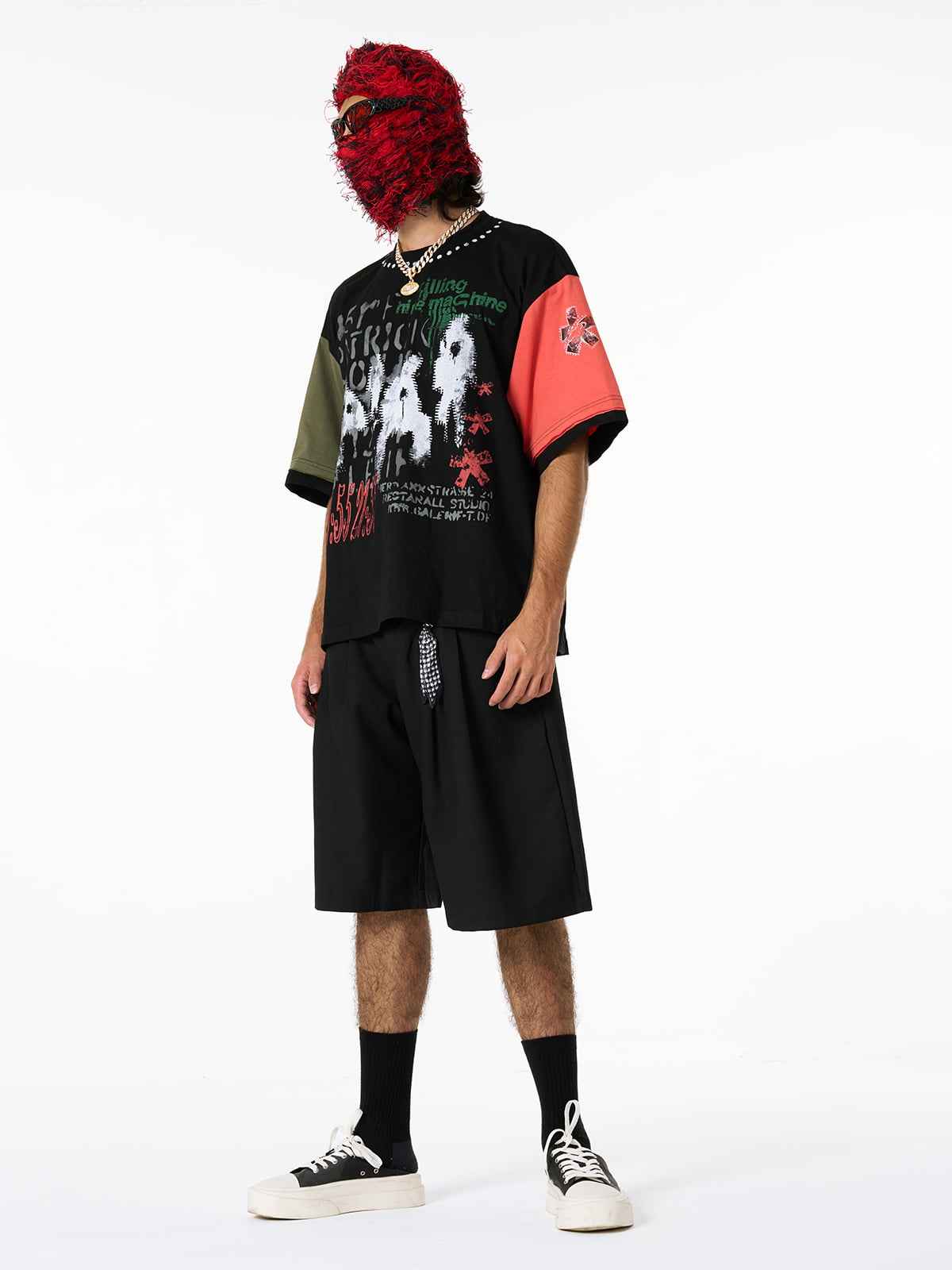 Pleated Design Pendant Decoration Baggy Shorts - 2482
