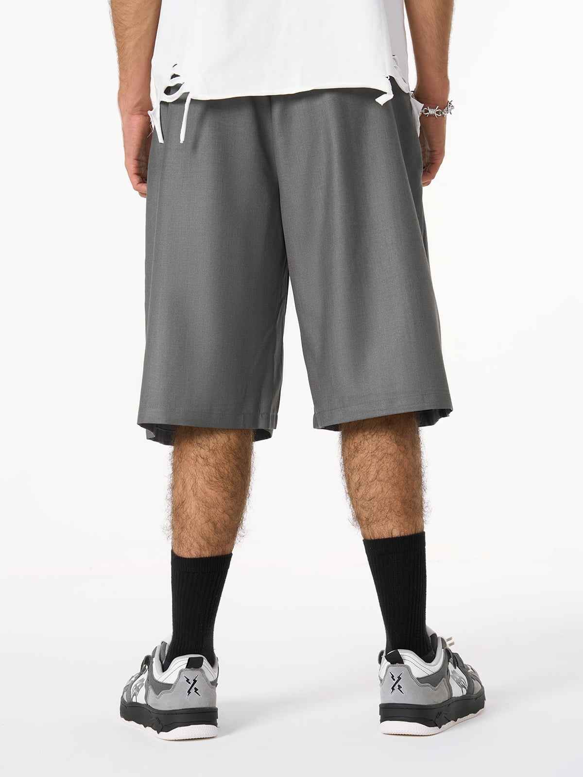 Pleated Design Pendant Decoration Baggy Shorts - 2482