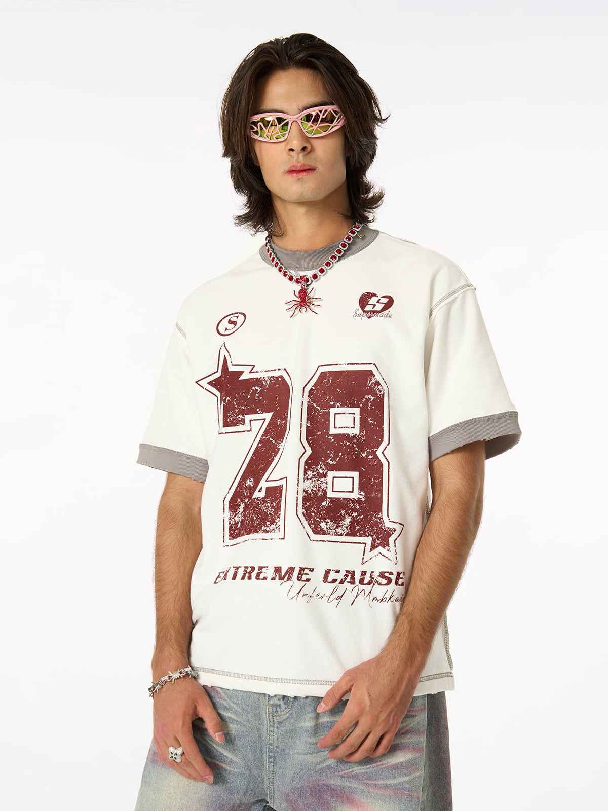 Distressed NO. 28 Jersey T-Shirt - 2442