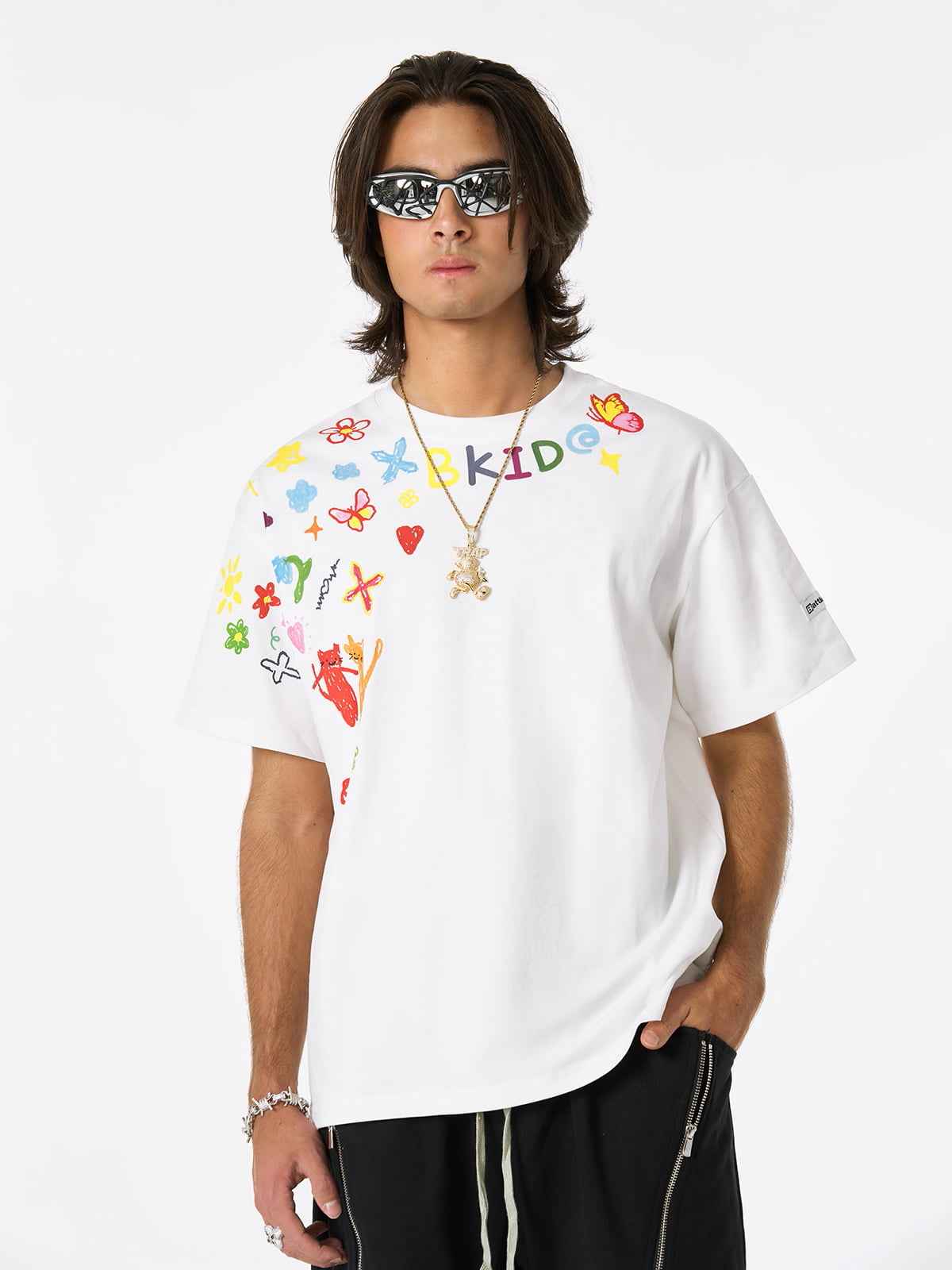 Retro Graffiti Hand-Painted T-Shirt