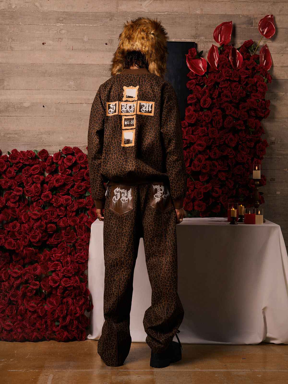 Cross Frame Leopard Print Baseball Jacket - 2572