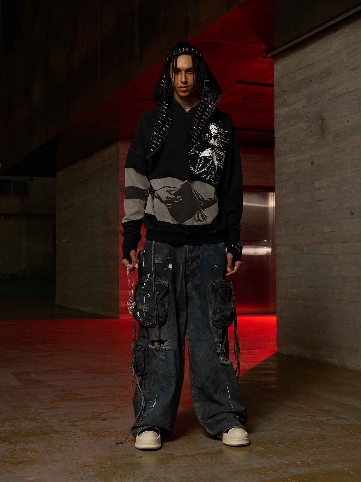 Distressed Electronic Exorcist Print Hoodie