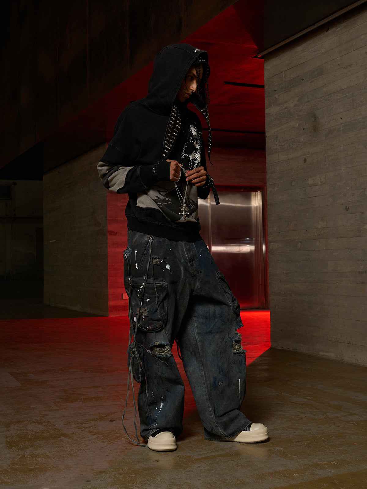 Distressed Electronic Exorcist Print Hoodie