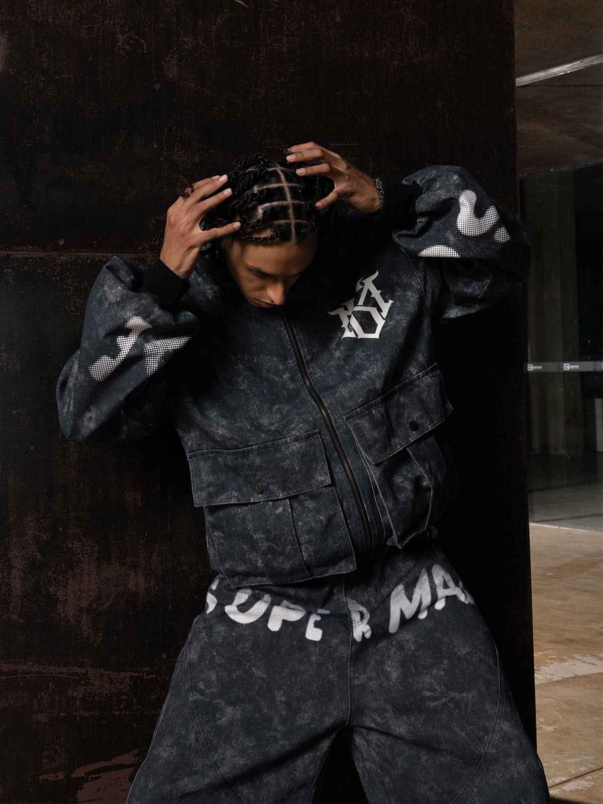 Original Oversized Denim Hoodie And Shorts Set - 2583