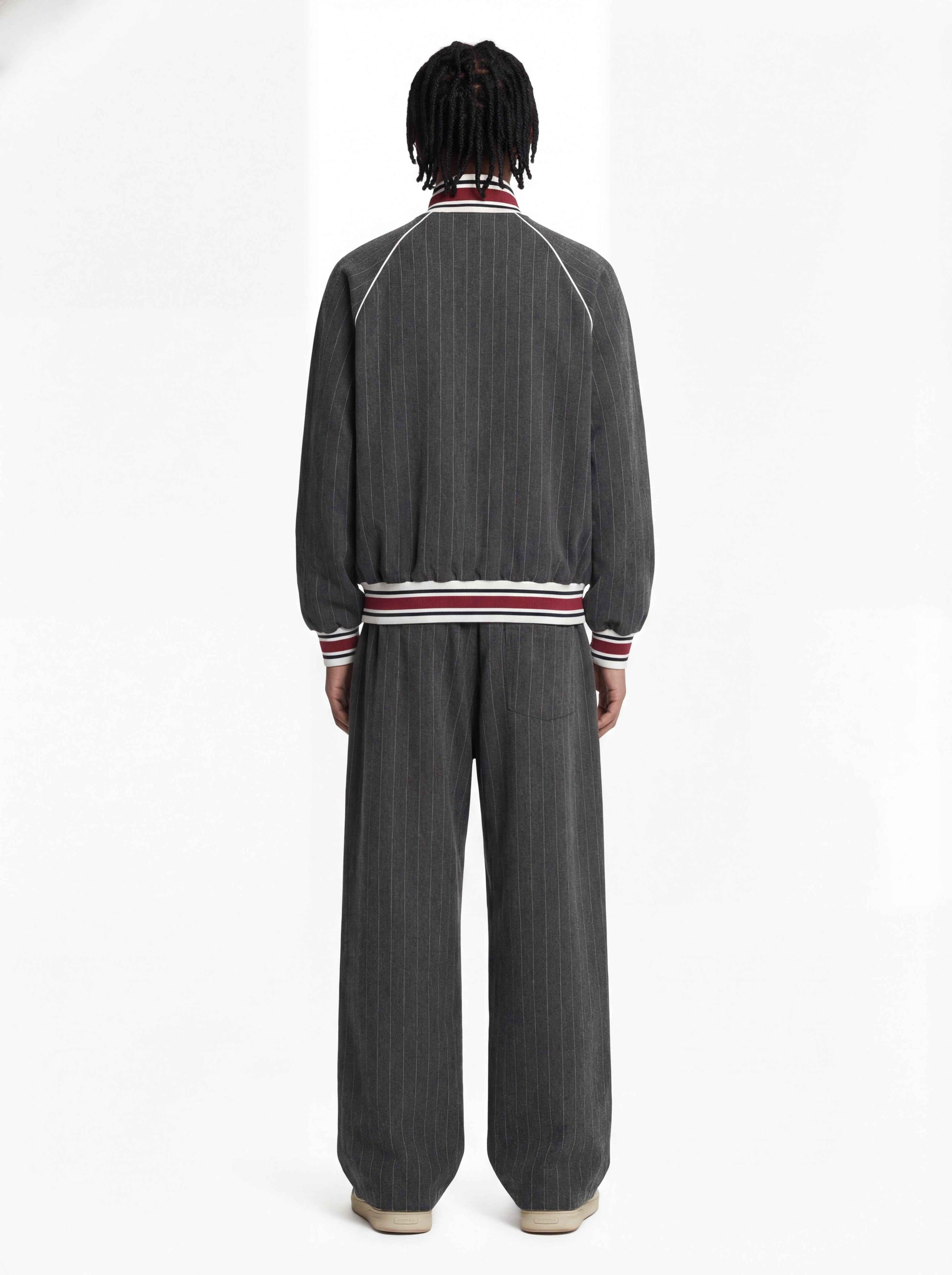 Pinstripe Vertical Embroidery Track Jacket