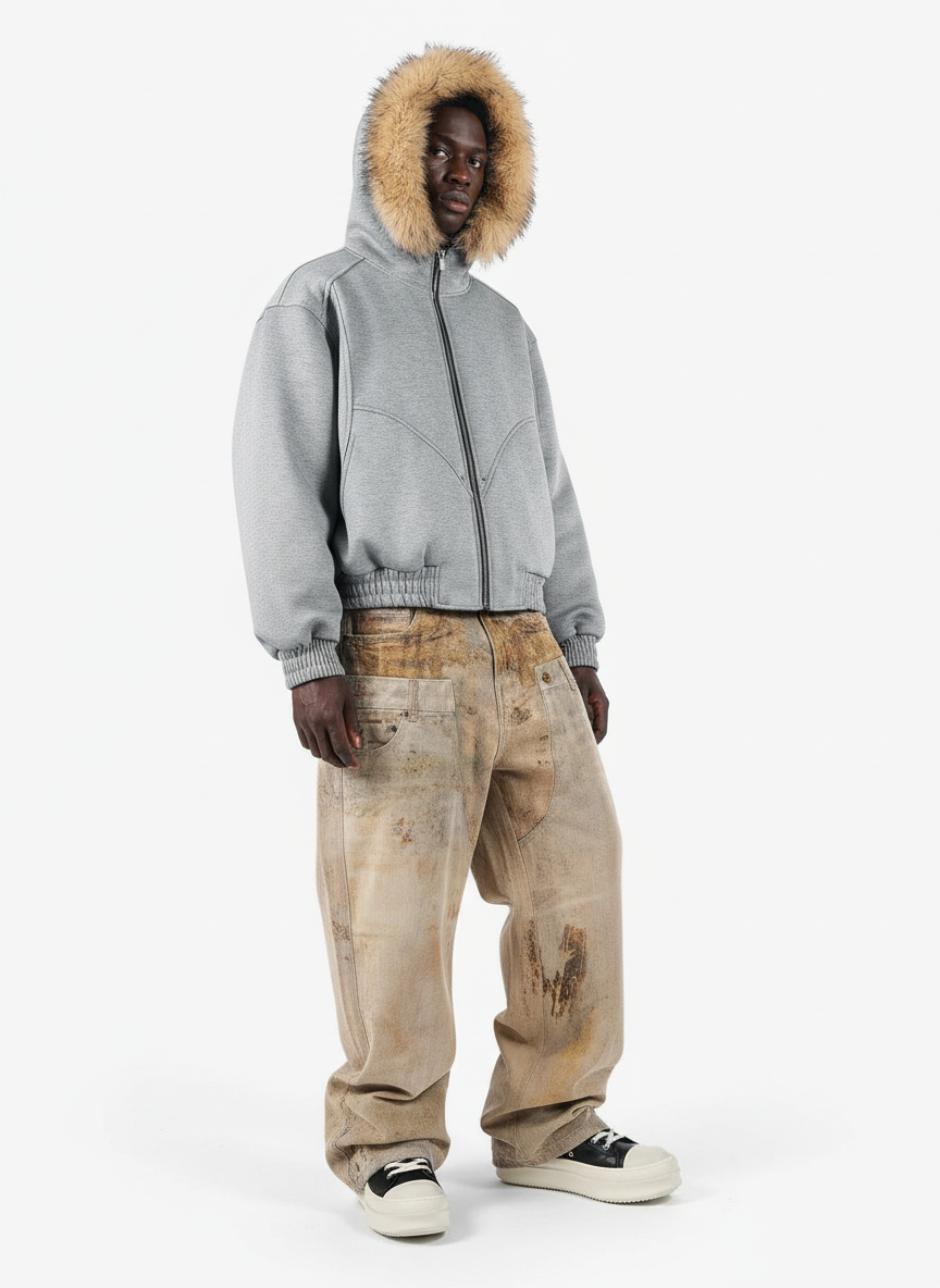 Vintage High Street Mud-Dyed Distressed Baggy Jeans - Luxuryurbanwear