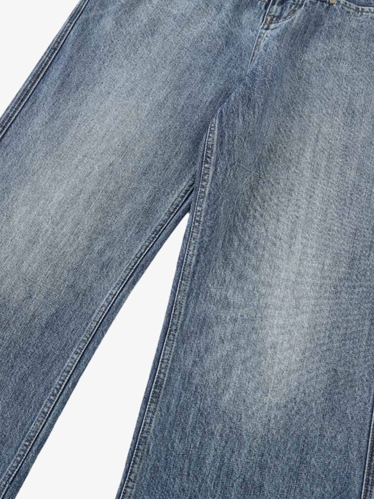 Vintage Washed Slant-Pocket Flared Jeans