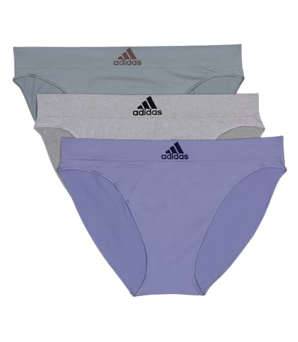 adidas Womens Seamless Bikini Underwear 3-pack Silver Violet/Heather Grey/Silver Green Large