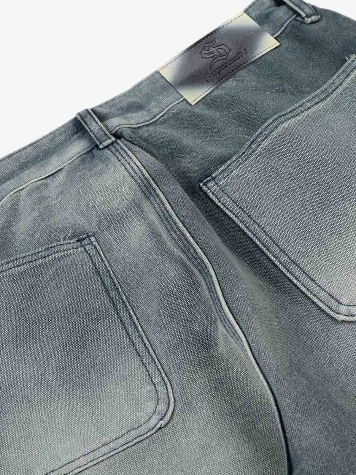 Vintage Washed Ruched Detail Utility Jeans - Luxuryurbanwear