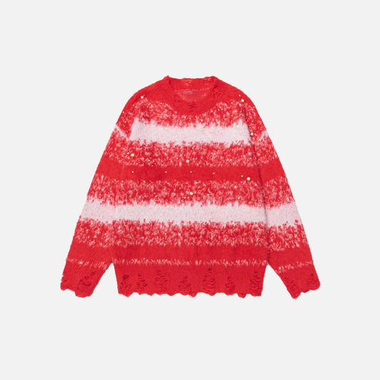 Streetwear Contrast Color Stripe Crewneck Sweater - Luxuryurbanwear