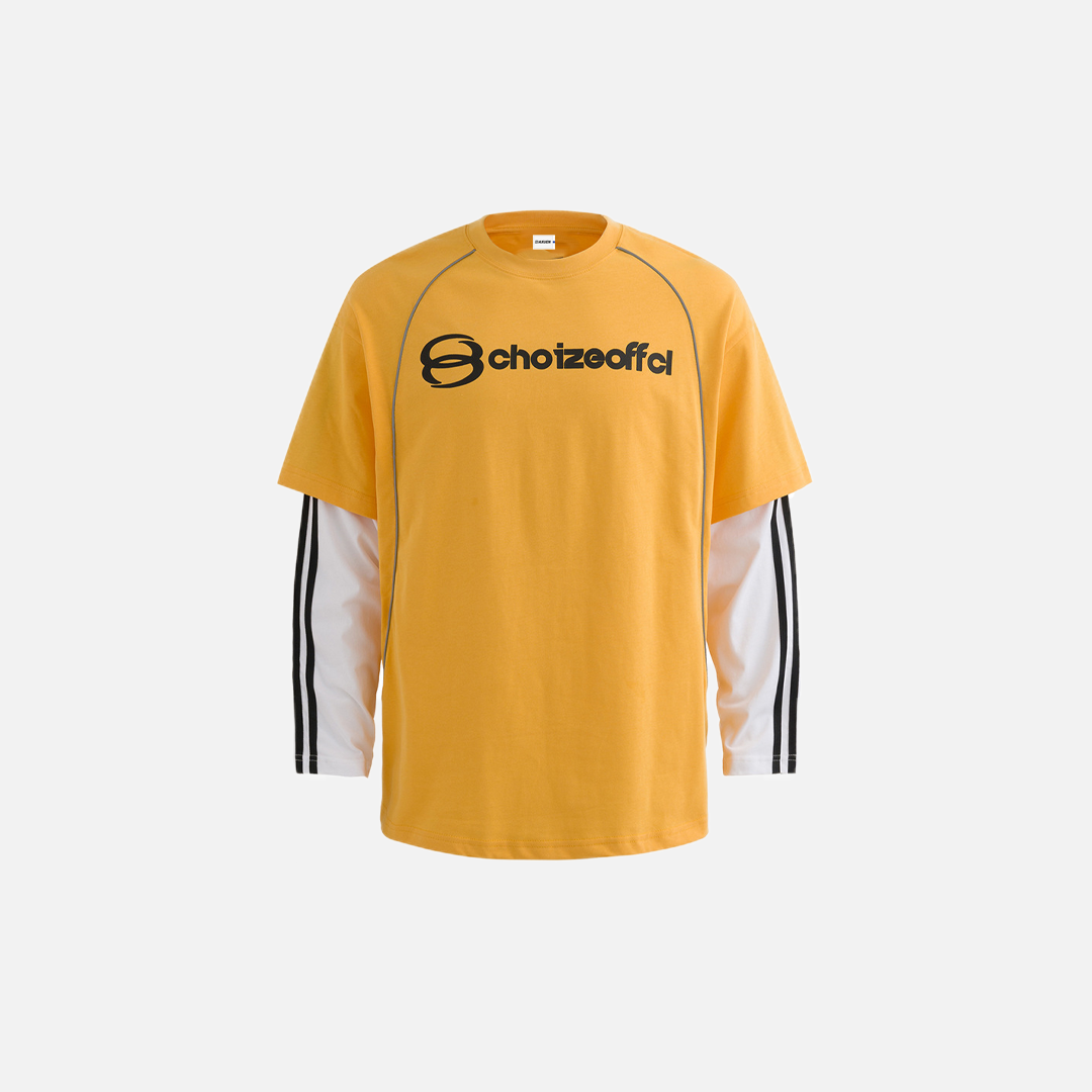 Streetwear Colorblock Long Sleeve Letter Print T-Shirt - Luxuryurbanwear