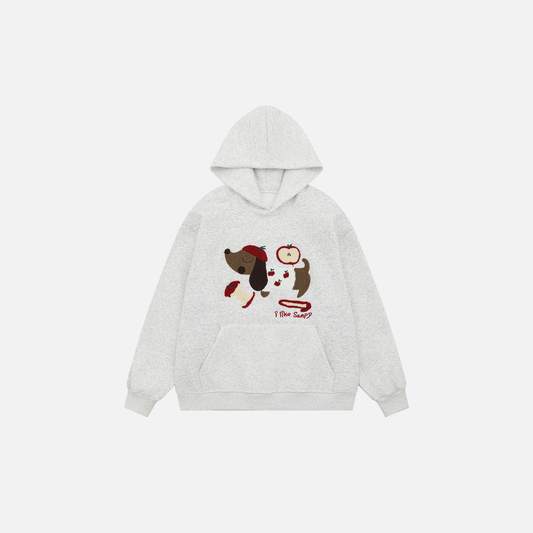 Y2K Cute Cartoon Dog Embroidered Hoodie - Luxuryurbanwear