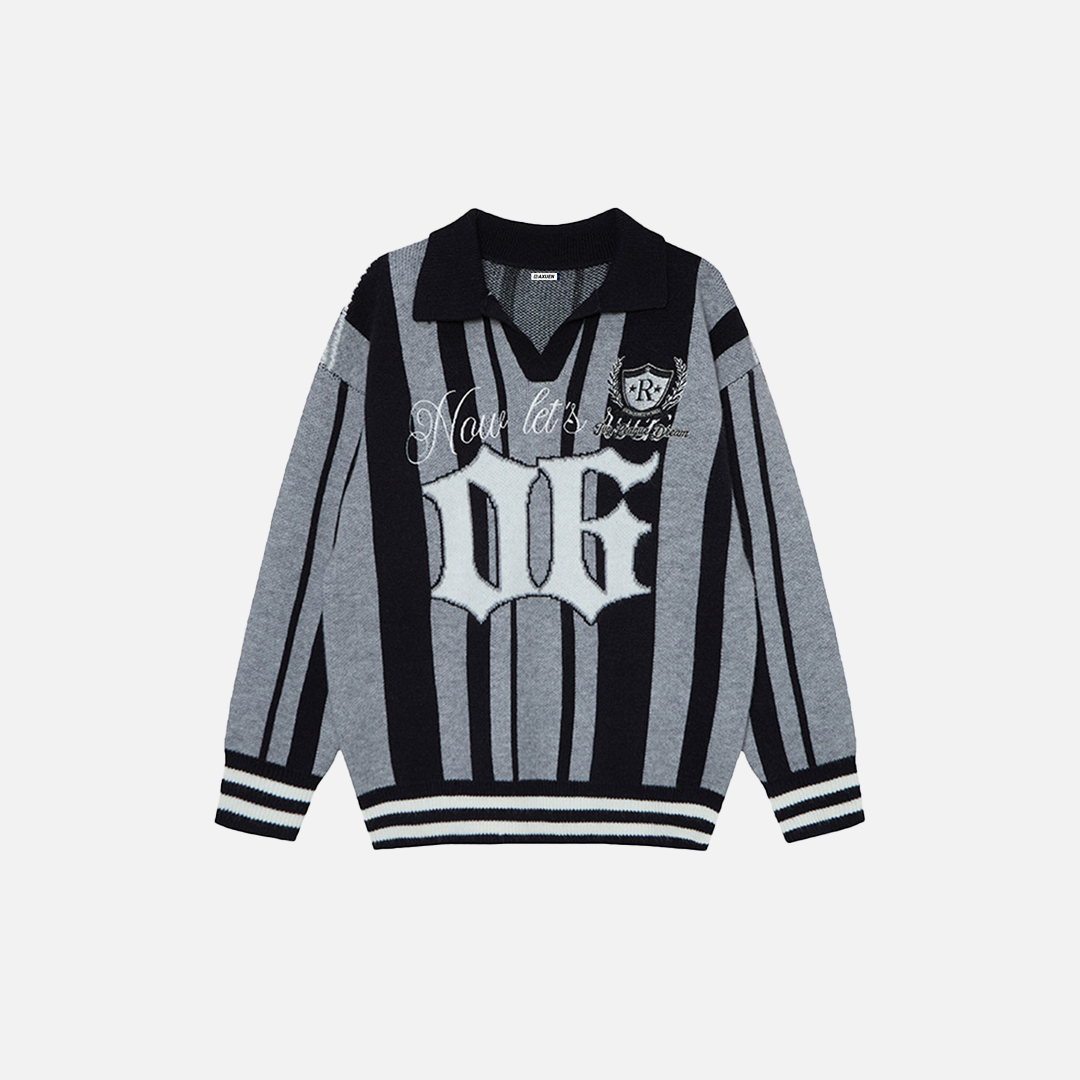 Long-lasting Striped Long Sleeve Polo Sweater - Luxuryurbanwear