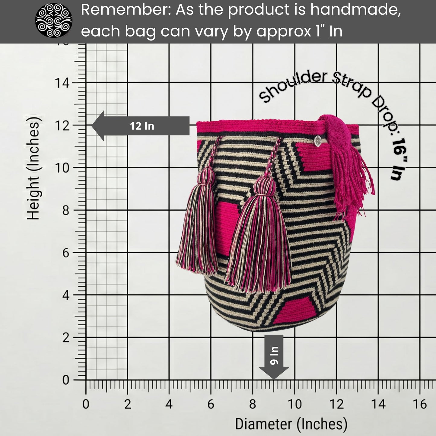 Authentic Wayuu Bag - Large Handmade Colombian Mochila - Handwoven Tribal Crossbody Shoulder Bag for Women - Unique