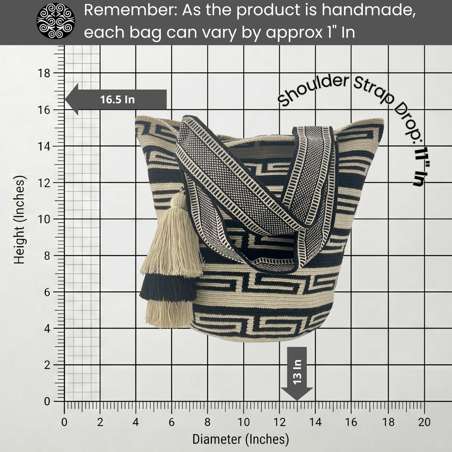 Authentic Wayuu Bag - Large Handmade Colombian Mochila - Handwoven Tribal Crossbody Shoulder Bag for Women - Unique